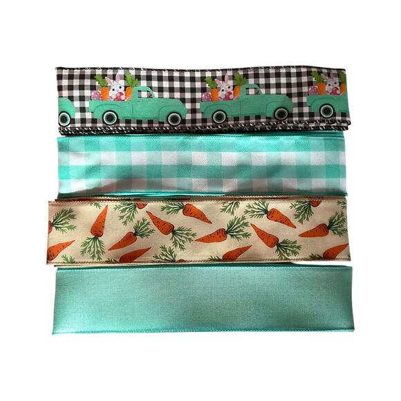 Blue DIY Easter Wreath Making Kit, Spring Sign Ribbon Bundle Set, Door Hanger - Picture 3 of 6